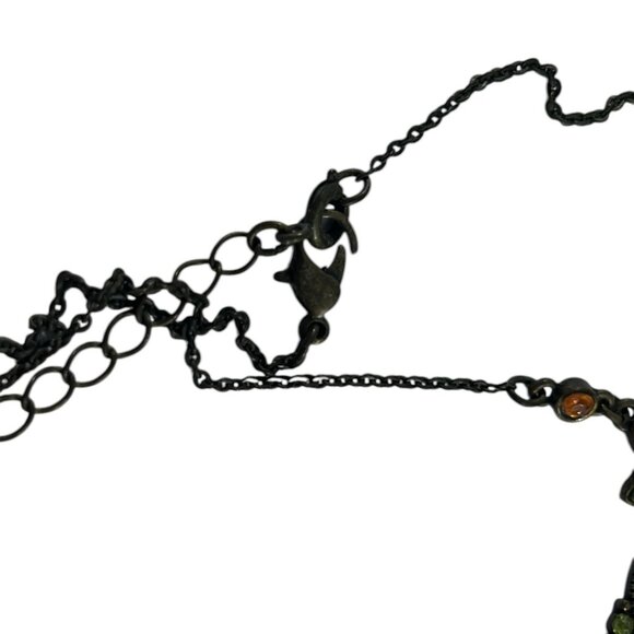 Vintage Nina Ricco Avon Y Lariat Necklace Orange Gunmetal Chain Boho Gothic - Picture 6 of 9